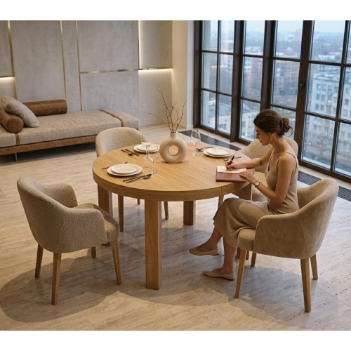 Stół ST-111A  okrągły rozładany dębowy